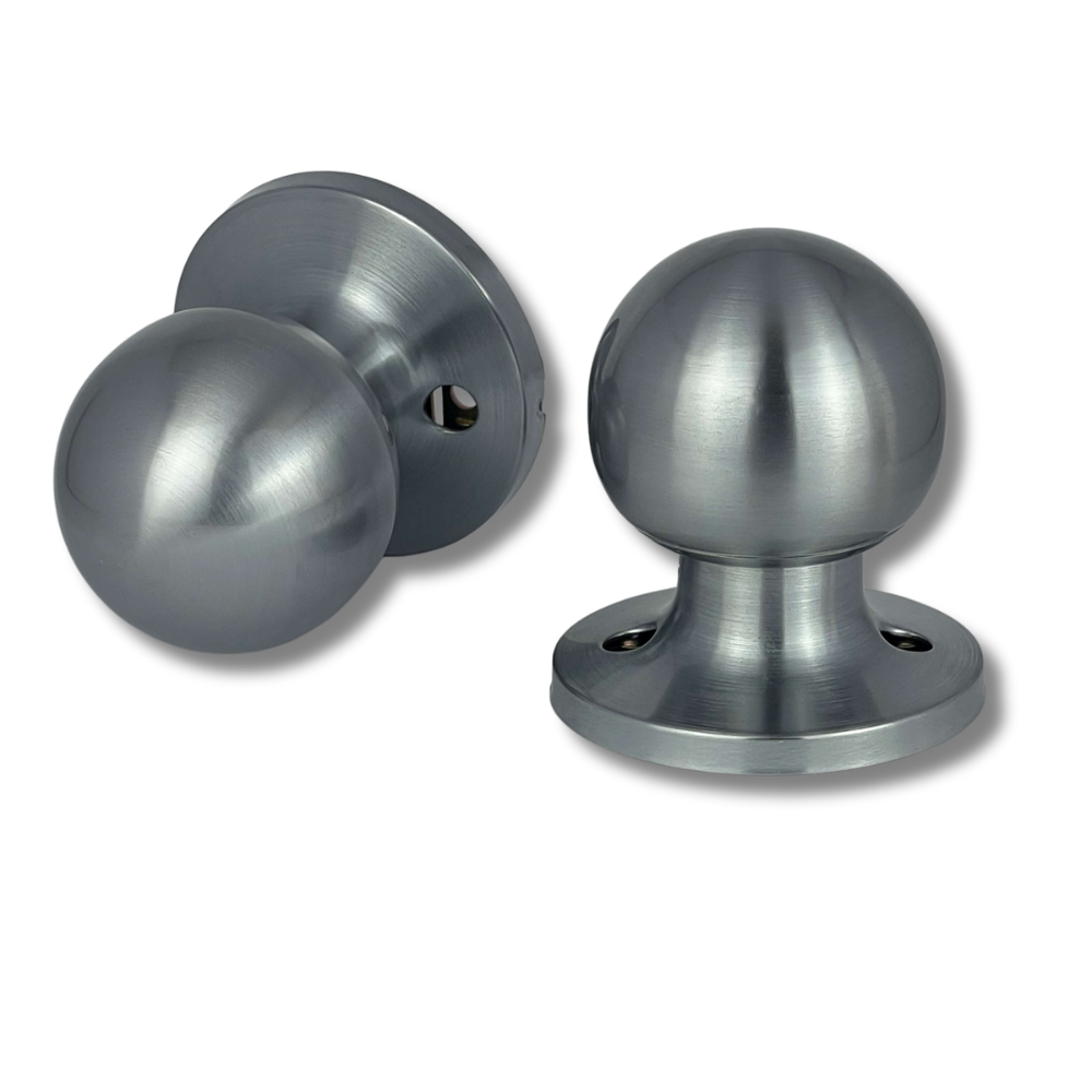 PorteGuard Door Handle - Round - Dummy Lever Set - Satin Chrome - CDH-10-DUM-SC