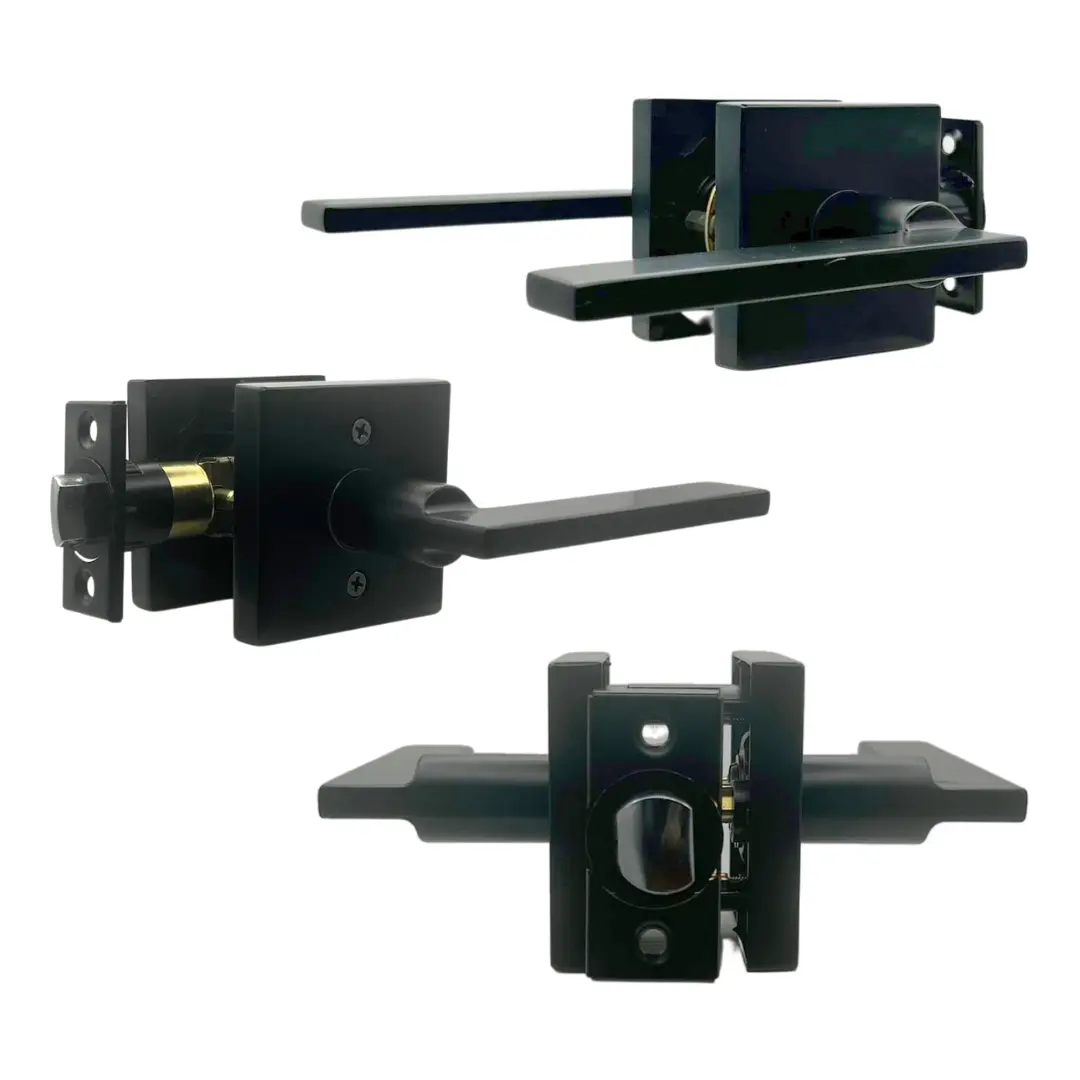 PorteGuard Door Handle - Heavy Duty Passage Lever Set - Matte Black - CDH-20-PS-MB