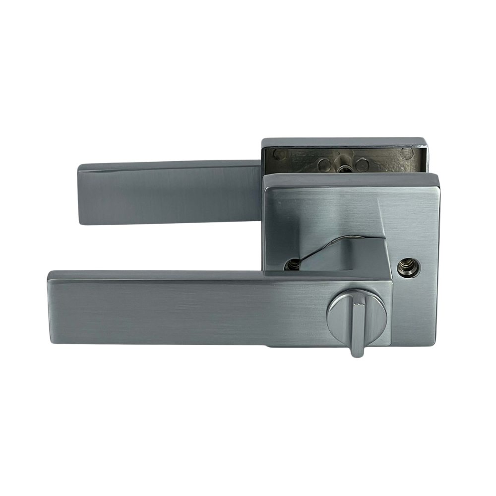 PorteGuard Door Handle - Heavy Duty Entrance Lever Set - Satin Chrome - CDH-08-ET-SC