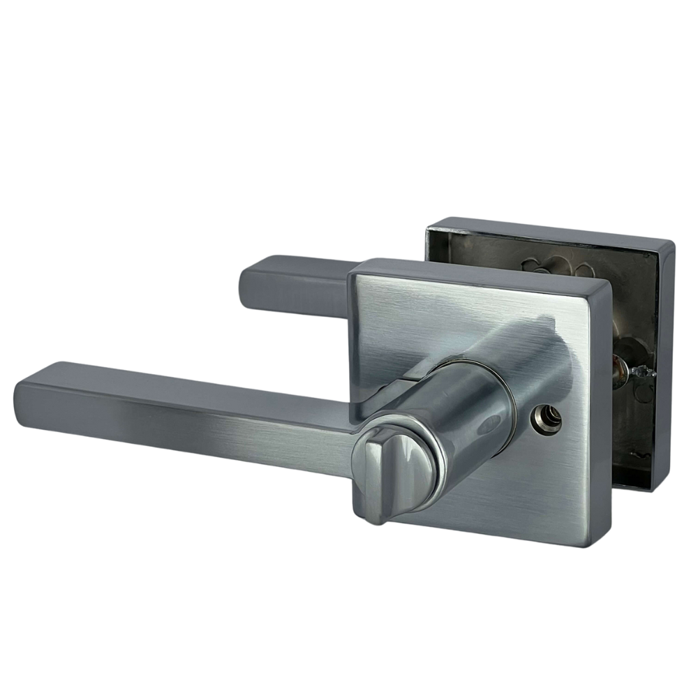 PorteGuard Door Handle - Heavy Duty Entrance Lever Set - Satin Chrome - CDH-09-ET-SC