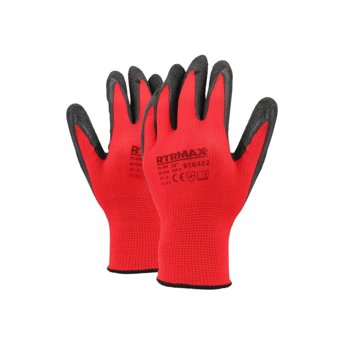 RTRMAX - RTG422 - Black Latex Wrinkle Glove 10 Red Liner