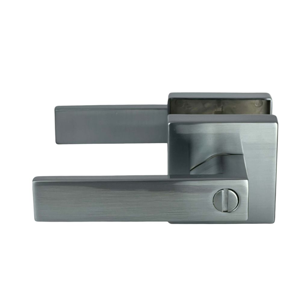 PorteGuard Door Handle - Heavy Duty Privacy Lever Set - Satin Chrome - CDH-08-BK-SC